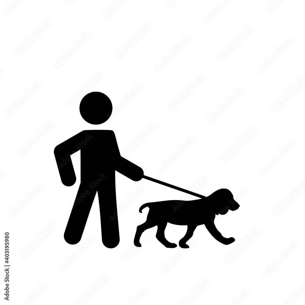 Dog walker icon isolated on white background. Animal care concept Dog walker icon isolated on white background. Animal care concept
