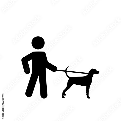 Dog walker icon isolated on white background. Animal care concept