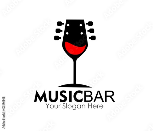 music bar logo design concept stock vector