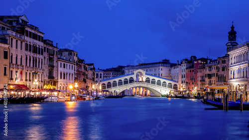 Venice Italy. Rialto Bridge in Venice Italy at dusk photographed from the grand canal © Chris