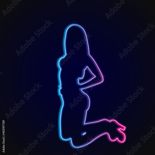 neon girl on black background © zolotons