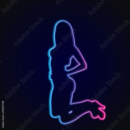 neon girl on black background