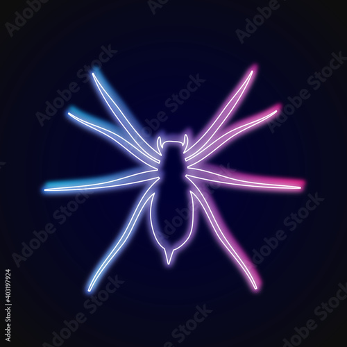 neon spider on a black background
