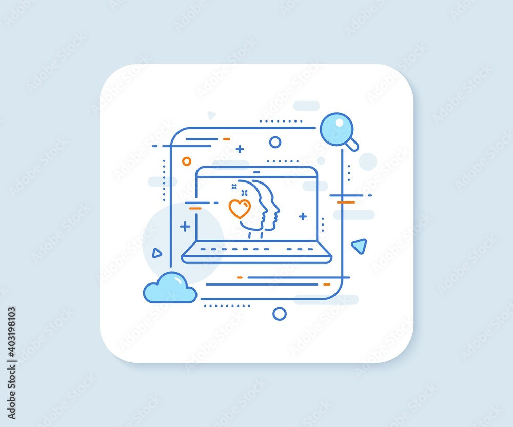 Heart line icon. Abstract vector button. Couple love emotion sign. Valentine day symbol. Heart line icon. Laptop concept badge. Vector Heart line icon. Abstract vector button. Couple love emotion sign. Valentine day symbol. Heart line icon. Laptop concept badge. Vector