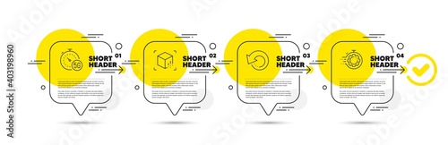 Augmented reality, 5g internet and Recovery data line icons set. Timeline infograph speech bubble. Seo timer sign. Virtual reality, Fast transmission, Backup info. Cogwheel. Science set. Vector