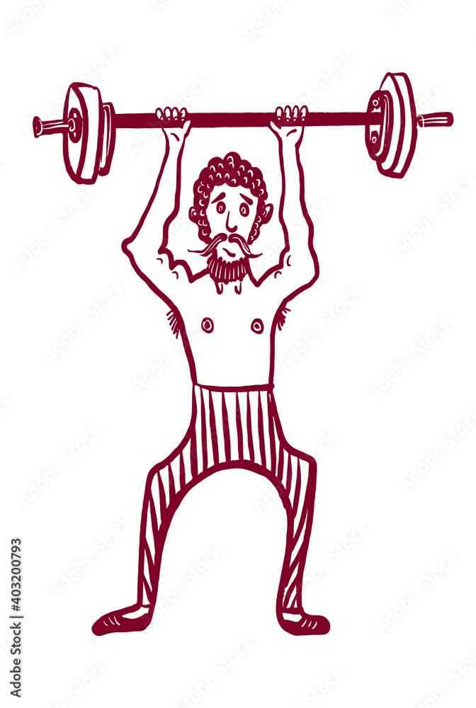 drawing picture of a man leading a healthy lifestyle, lifting a barbell, comic cartoon vector illustration, good for articles, icons and prints drawing picture of a man leading a healthy lifestyle, lifting a barbell, comic cartoon vector illustration, good for articles, icons and prints