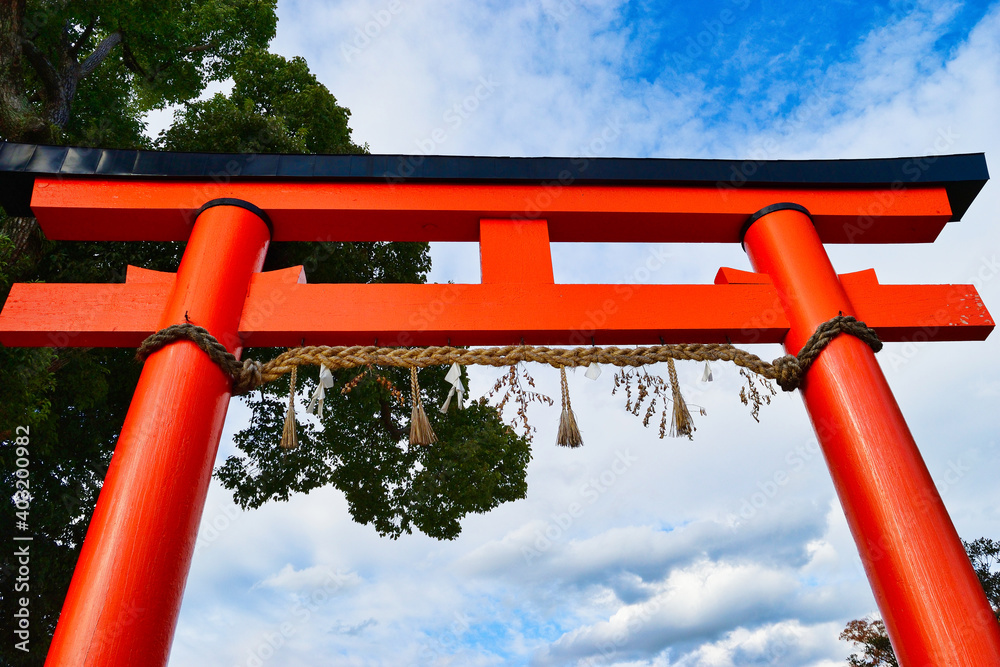 京都 青空に映える上賀茂神社の赤い鳥居 コピースペースあり(日本京都府京都市)Kyoto: The red torii gate of Kamigamo Shrine shines against the blue sky, with copy space (Kyoto City, Kyoto Prefecture, Japan) 京都 青空に映える上賀茂神社の赤い鳥居 コピースペースあり(日本京都府京都市)Kyoto: The red torii gate of Kamigamo Shrine shines against the blue sky, with copy space (Kyoto City, Kyoto Prefecture, Japan)