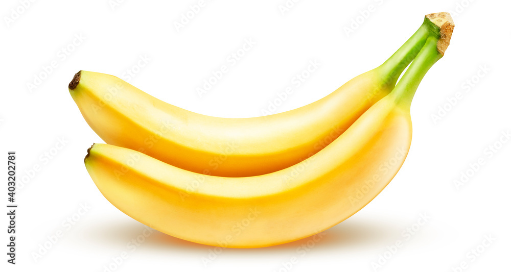 Two bananas isolated on white background with clipping path.