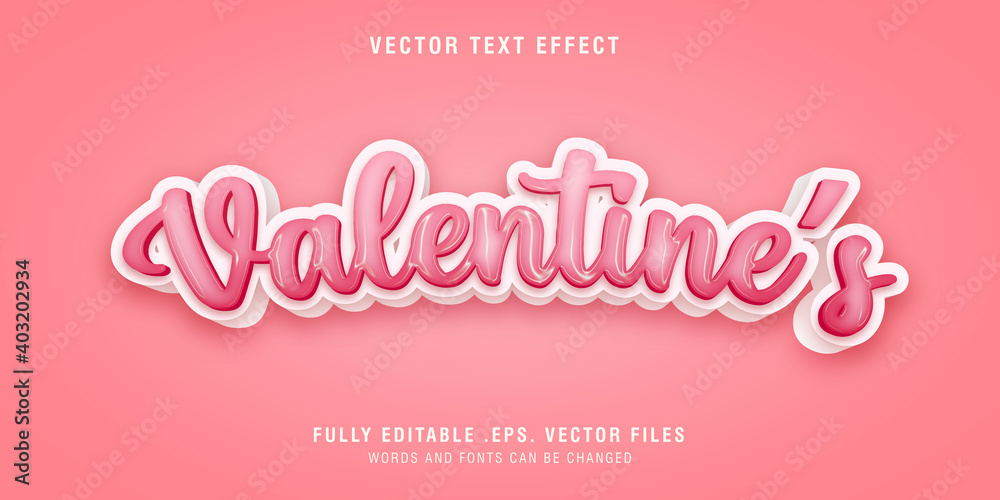 Valentine's text style effect editable