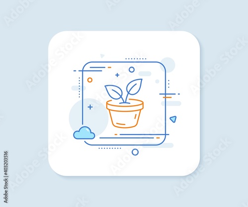 Leaves line icon. Abstract square vector button. Grow plant leaf sign. Environmental care symbol. Leaves line icon. Quality concept badge. Vector