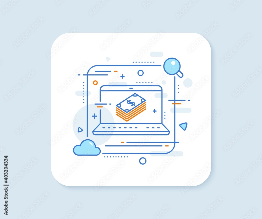 Cash money line icon. Abstract vector button. Banking currency sign. Dollar or USD symbol. Dollar line icon. Laptop concept badge. Vector Cash money line icon. Abstract vector button. Banking currency sign. Dollar or USD symbol. Dollar line icon. Laptop concept badge. Vector