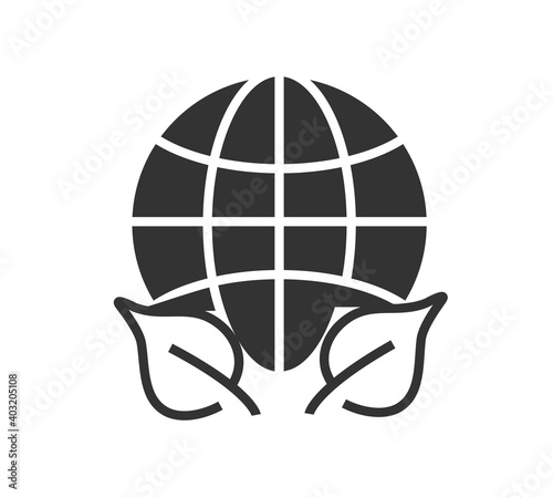 Global environment icon. recycle icon, earth sigh with green and blue colors, leaf, vector