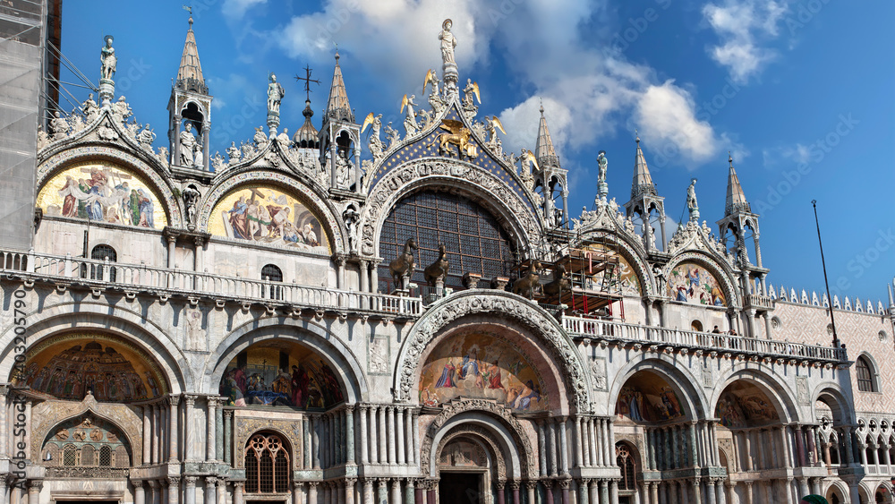 The west facade of St Mark's basilica