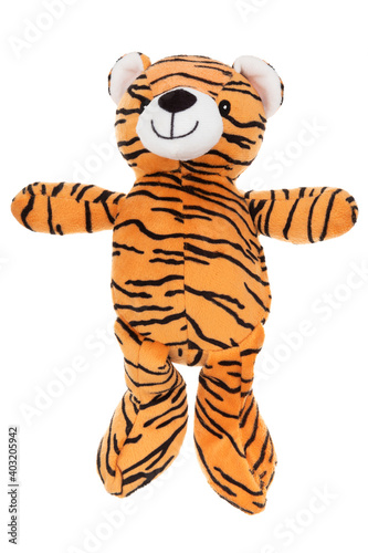 Toy tiger isolated on white background.