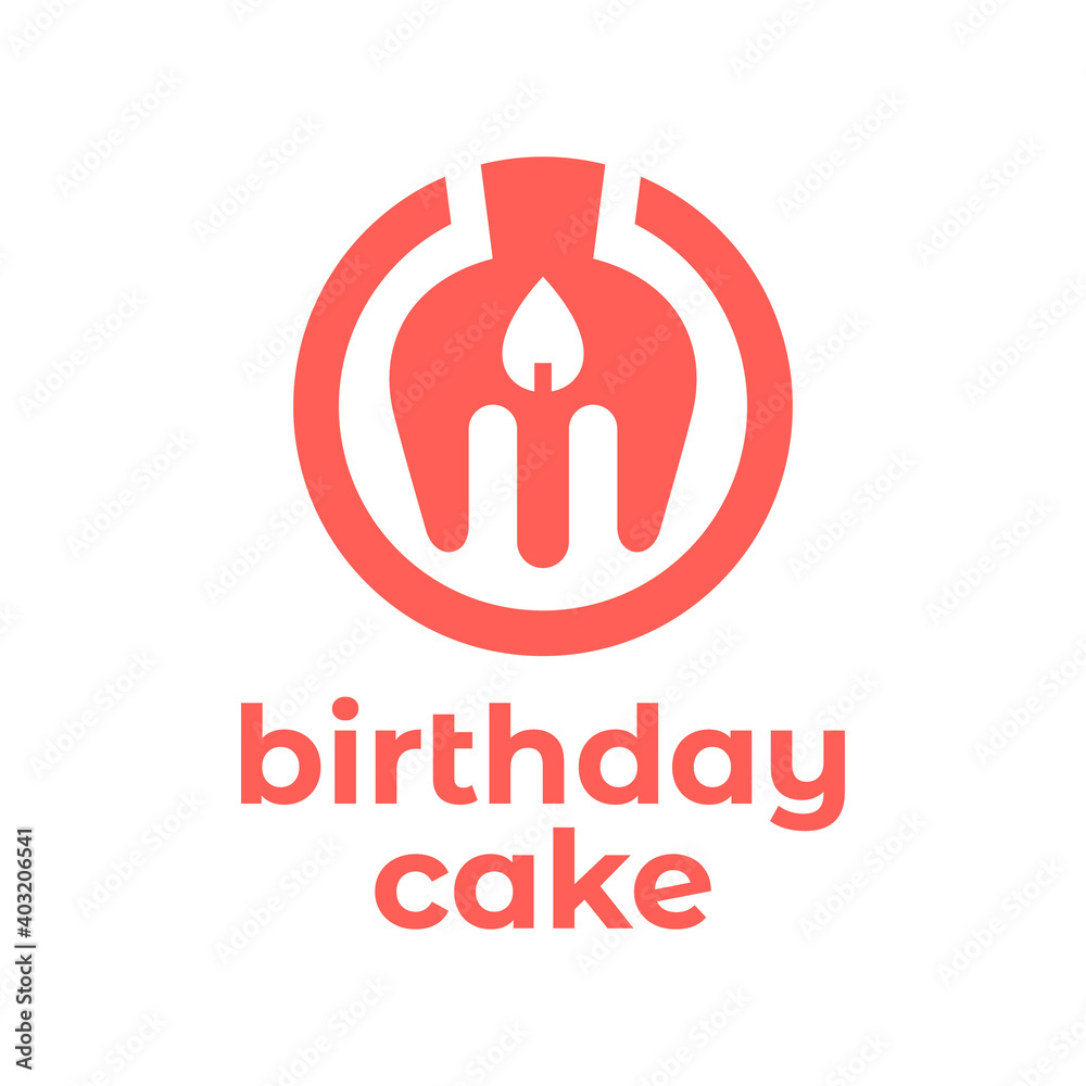 Birthday Cake Negative Space Vector Logo Birthday Cake Negative Space Vector Logo