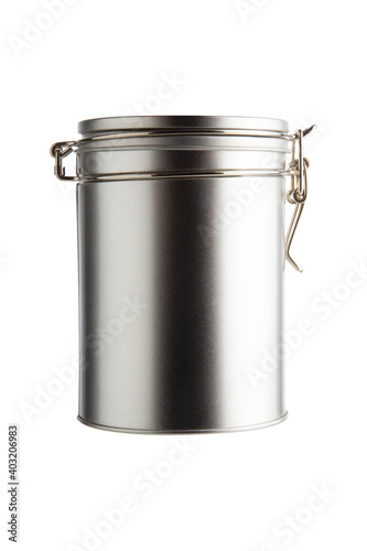 Metal can isolated on white background. Full depth of field with clipping path.