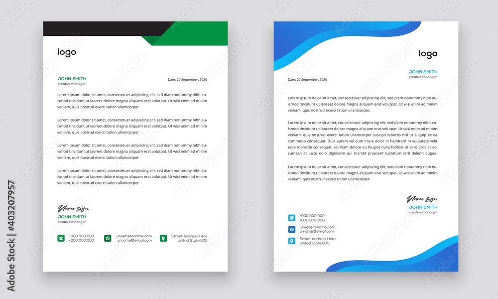 Business style letterhead template design for project with standard sizes. Business style letterhead template design for project with standard sizes.