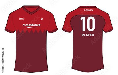 Sports t-shirt jersey design vector template, sports jersey concept with front and back view for Soccer, Cricket, Football, Volleyball, Rugby. Qatar football jersey concept.