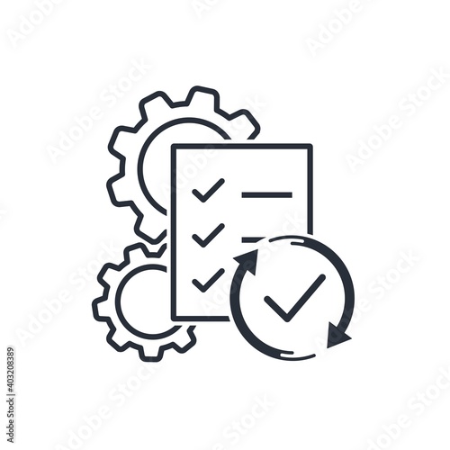 Debugging and reconciliation process. Verification. Vector illustration isolated on white background.