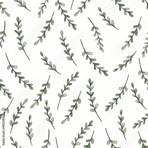 pattern twigs leaves wallpaper holiday wrapping paper gifts print fabric postcard design watercolor hand drawing