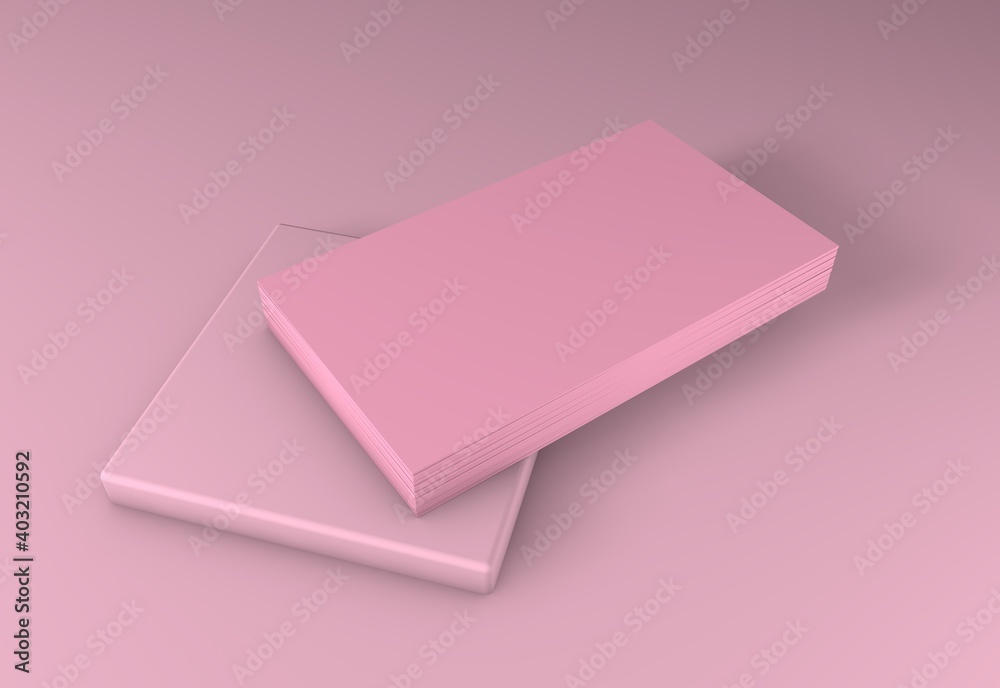 Stack of blank business cards mockup .3D illustration.Business card mock ups isolated