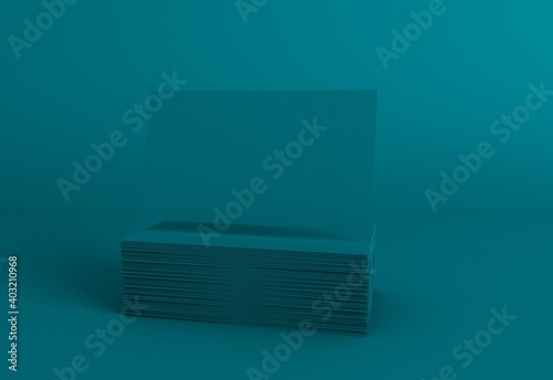 Stack of blank business cards mockup .3D illustration.Business card mock ups isolated photo