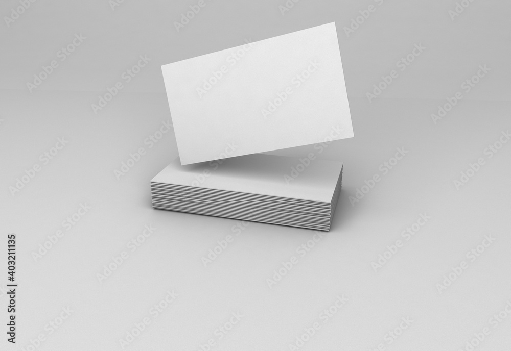 Stack of blank business cards mockup .3D illustration.Business card mock ups isolated