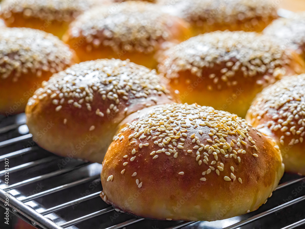 Burger buns with sesame Burger buns with sesame