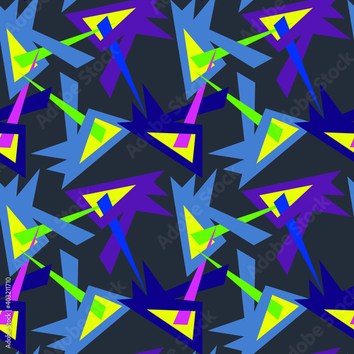 Seamless abstract pattern with hand drawn curved geometry triangle elements for prints, textures, textile and for your creative ideas