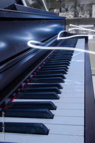 Piano keys with light painting