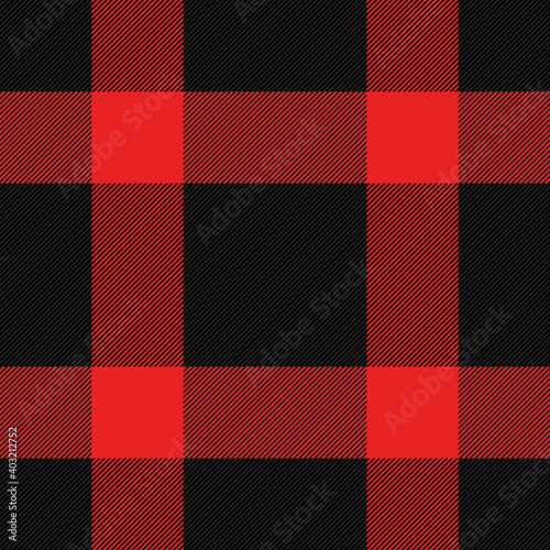 Christmas and new year tartan plaid. Scottish pattern in red and black cage. Scottish cage. Traditional Scottish checkered background. Seamless fabric texture. Vector illustration
