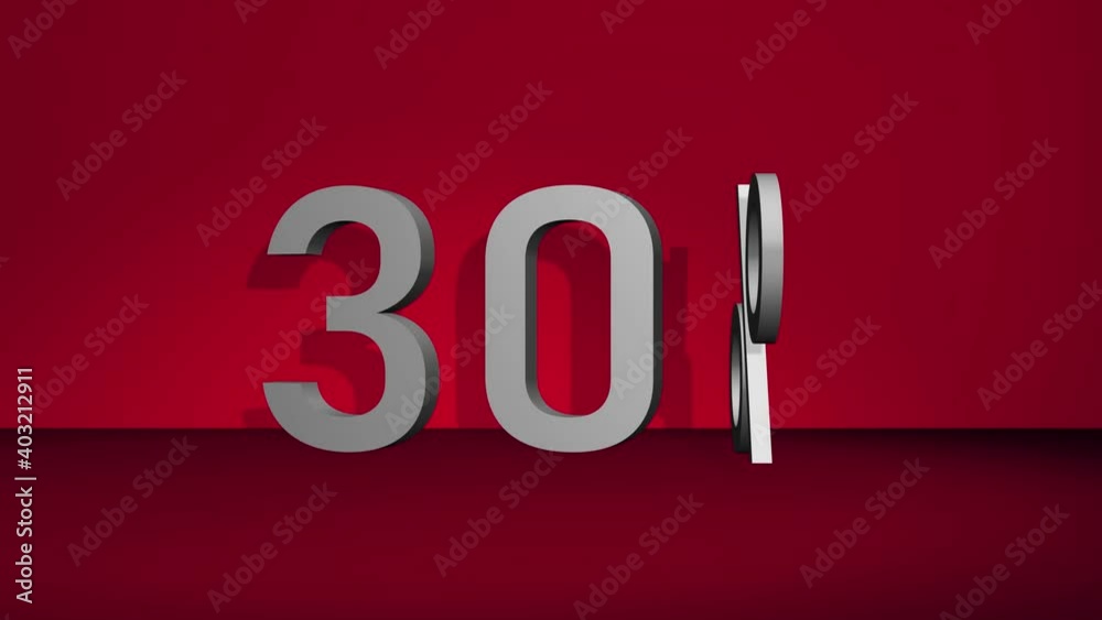 Number Animation 30 3d animation that shows the number 30%. The percent icon rotates around ...