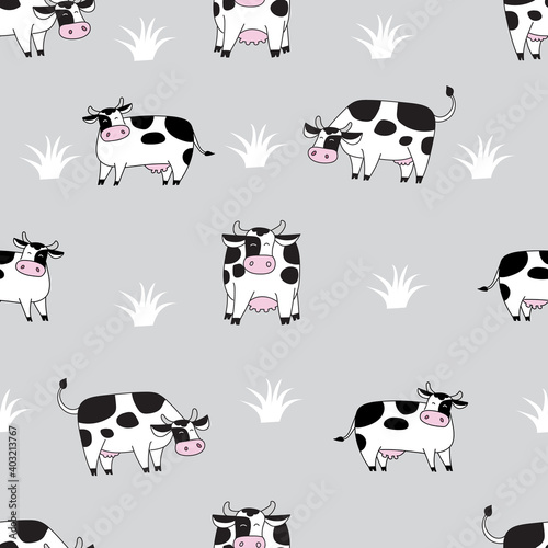 Cow sameless texture pattern. black and white Milk cow template.
