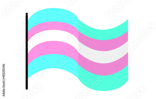 Vector illustration of waving Transgender pride flag on white background. The symbol of transgender community.