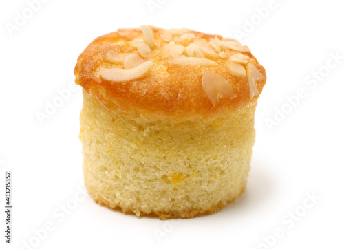 cup shape sponge cake on white background