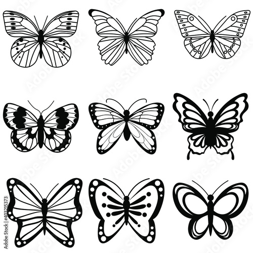 Butterfly vector icon set. insect illustration sign collection. moth symbol. © Denys