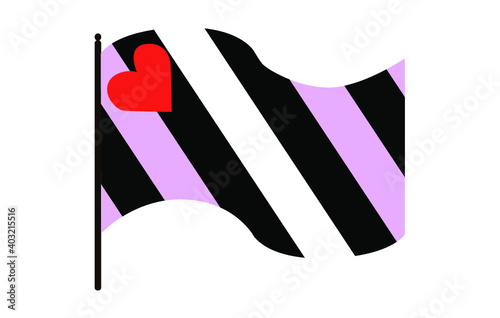 Vector illustration of waving Leather girl pride flag on white background. A symbol of the leather fetish community.