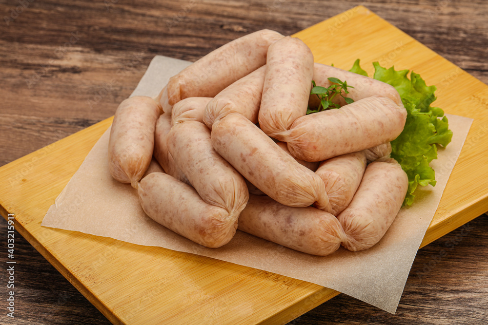 Raw natural chicken baby sausages Raw natural chicken baby sausages