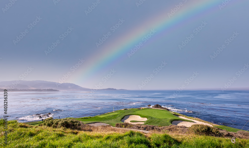 golf course with ocean