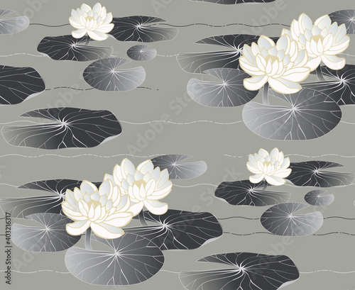 waterlilies pound seamless silver gold