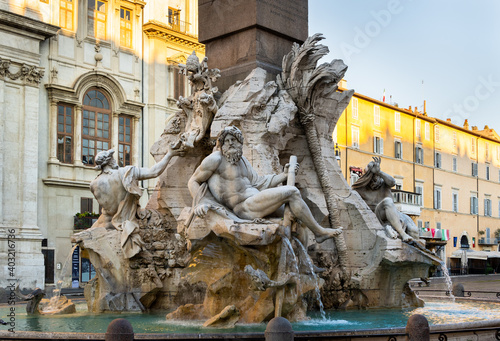 Roma, fontana dei quattro fiumi di Gian Lorenzo Bernini in piazza Navona