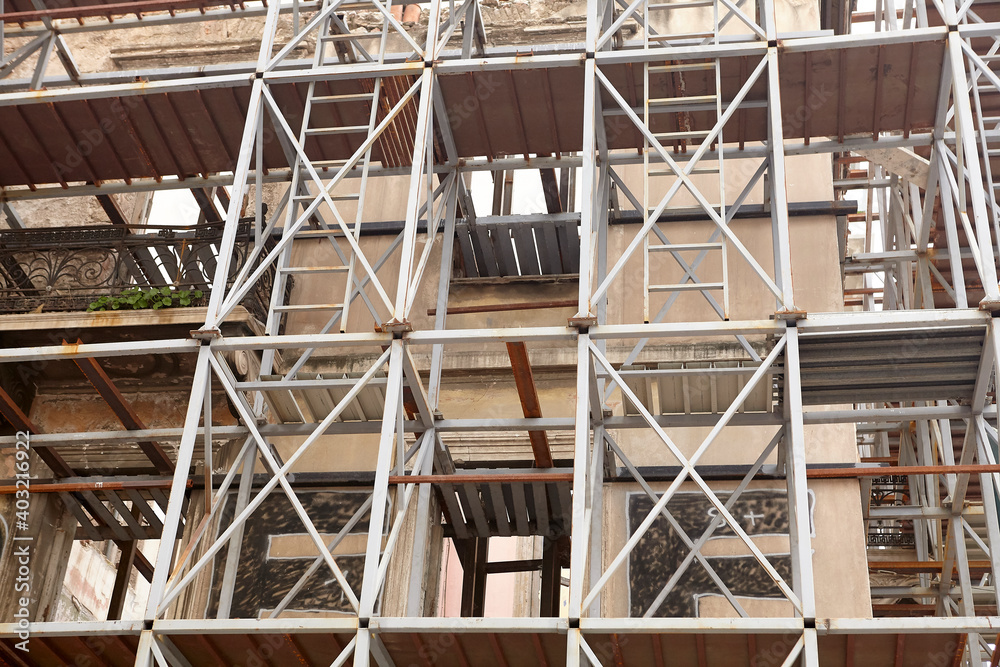 construction of a house, scaffold construction of a house, scaffold