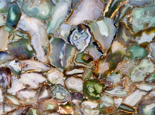 Large polished stone slab, green agate, semi-precious stone