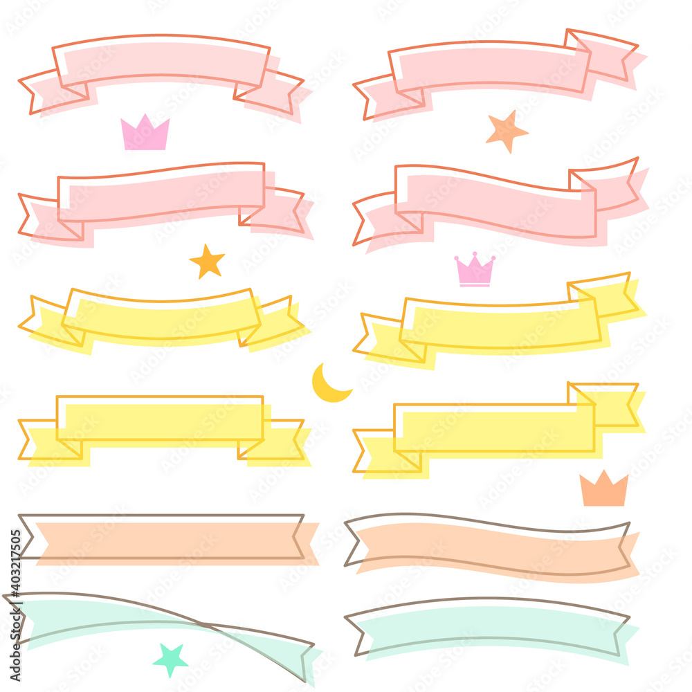 Obraz premium リボンのイラスト素材セット