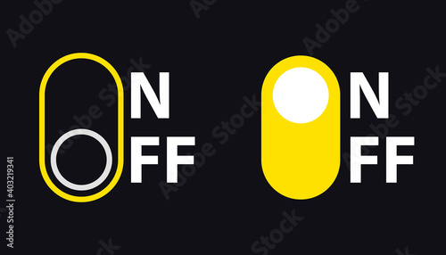 On and Off toggle switch buttons. On and Off Toggle, for Modern Devices User Interface or Template. Switch Buttons. Power button vector flat design icon for app and web. Start, Stop.