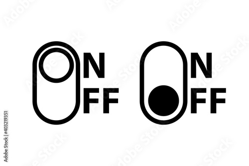 On and Off toggle switch buttons. On and Off Toggle, for Modern Devices User Interface or Template. Switch Buttons. Power button vector flat design icon for app and web. Start, Stop.