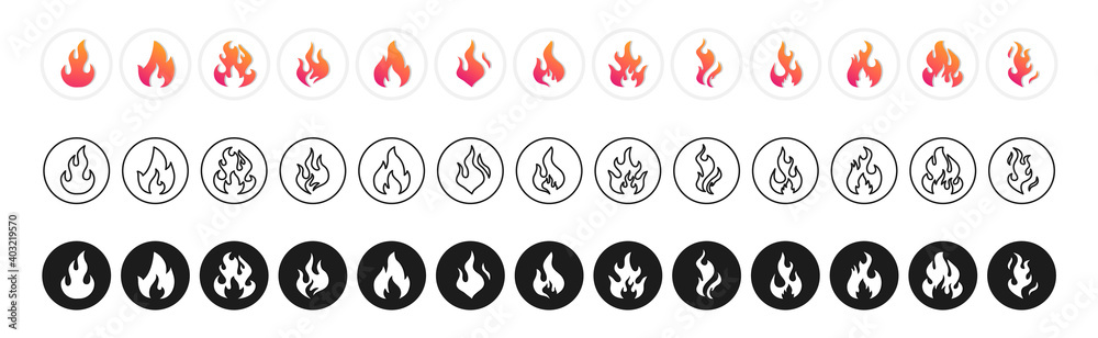 Collection flames of different shapes. Set of Burning Fire, flames vector icons. Flame, Fire Vector signs. Black fire flat vector illustration. Flames icons. Energy and power. Hot flaming. Collection flames of different shapes. Set of Burning Fire, flames vector icons. Flame, Fire Vector signs. Black fire flat vector illustration. Flames icons. Energy and power. Hot flaming.