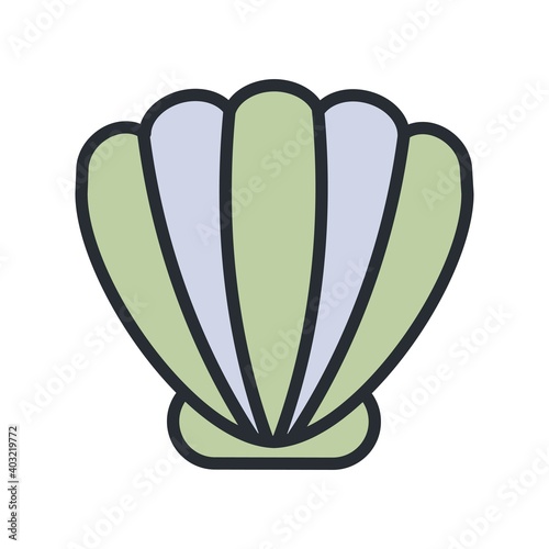 Sea shell, marine animal icon in flat design style. Ocean ecosystem, nature sign.