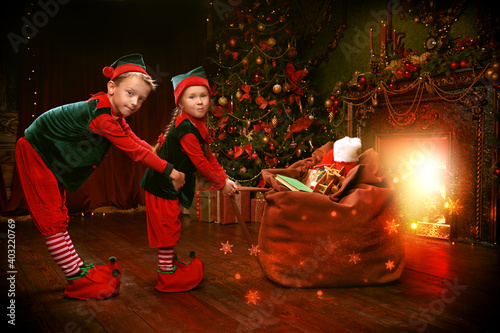 elves carry gifts photo