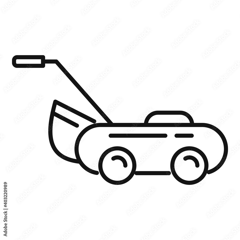 Grass mower icon. Outline grass mower vector icon for web design isolated on white background Grass mower icon. Outline grass mower vector icon for web design isolated on white background